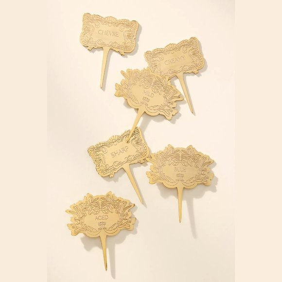 NEW Table Talk Orelia Charcuterie Cheese Markers, Set of 6 - Gold - Picture 2 of 2
